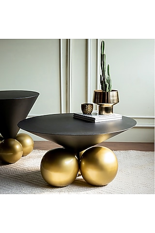 Black & Gold Mild Steel Side Table by Logam