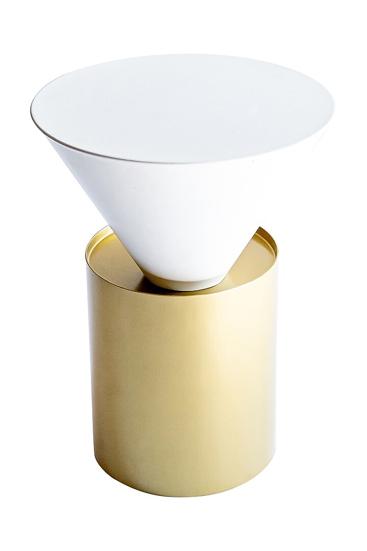 White & Gold Metal Side Table by Logam at Pernia's Pop Up Shop