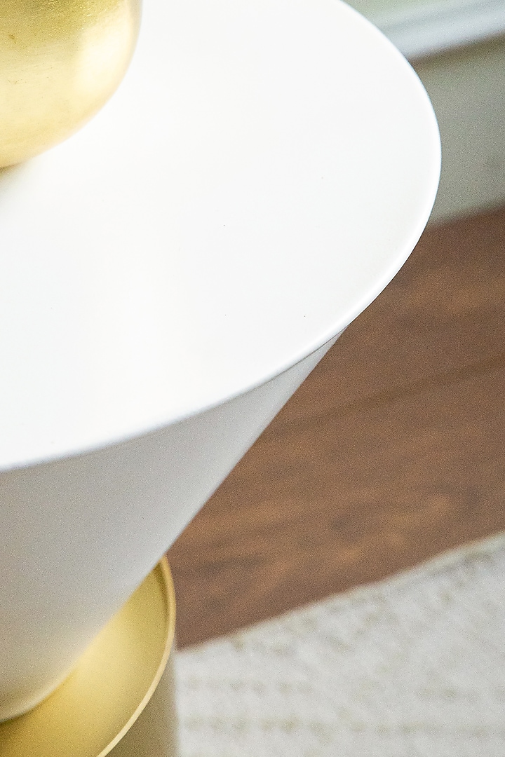 White & Gold Metal Side Table by Logam at Pernia's Pop Up Shop