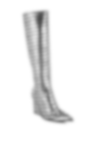 Black Croco Faux Leather Metallic Printed Long Boots by London Rag at Pernia's Pop Up Shop