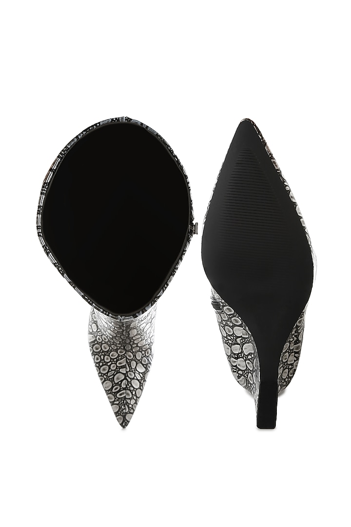 Black Faux Leather Printed Boots by London Rag at Pernia's Pop Up Shop