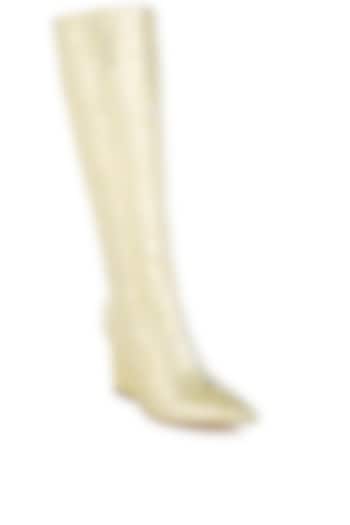 Yellow Faux Leather Printed Boots by London Rag at Pernia's Pop Up Shop