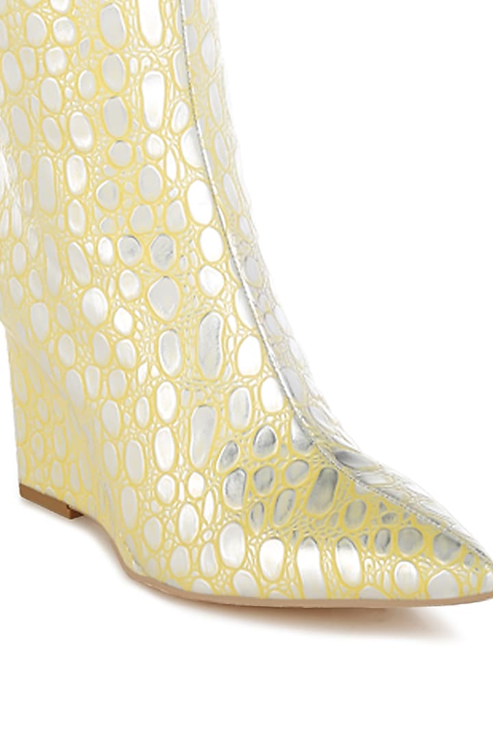 Yellow Faux Leather Printed Boots by London Rag at Pernia's Pop Up Shop