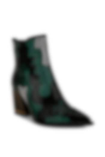 Green Microfiber Rhinestone Embellished Boots by London Rag at Pernia's Pop Up Shop