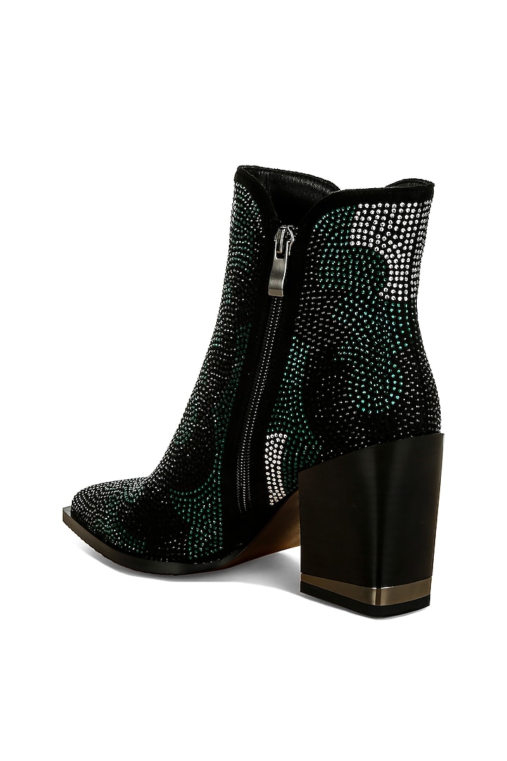 Green Microfiber Rhinestone Embellished Boots by London Rag at Pernia's Pop Up Shop
