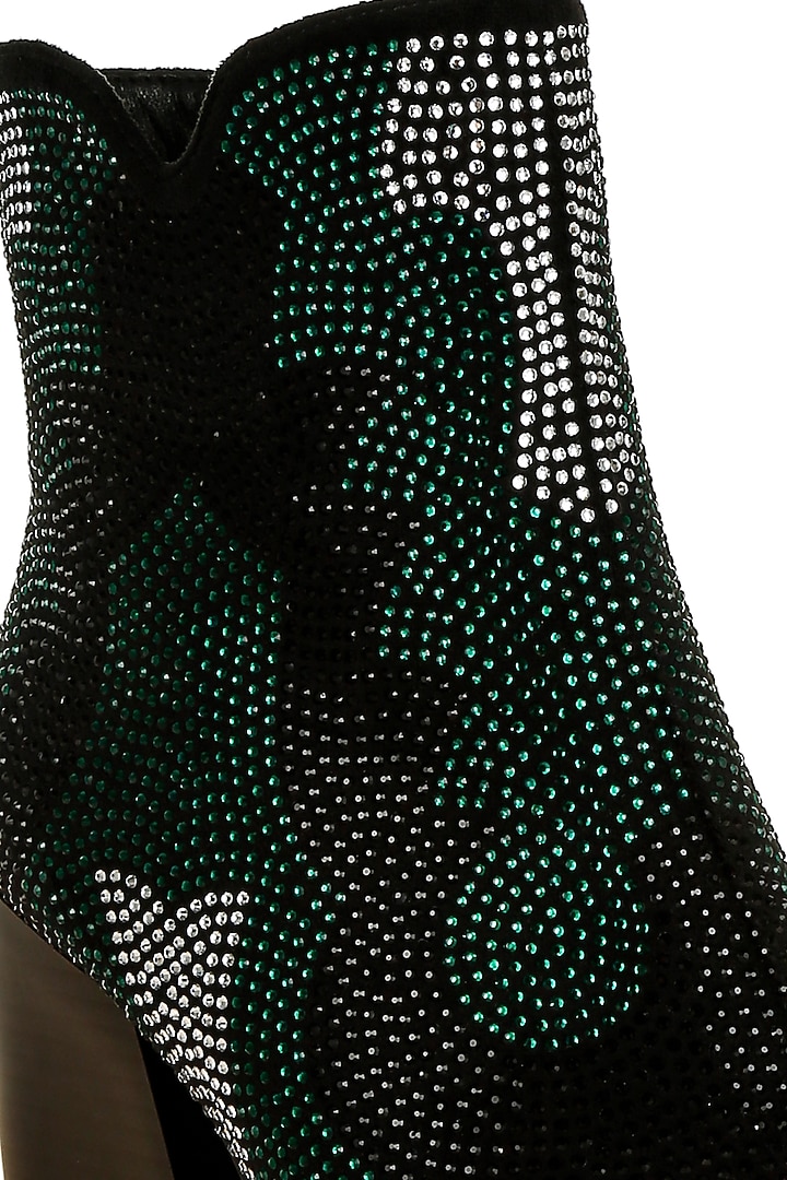 Green Microfiber Rhinestone Embellished Boots by London Rag at Pernia's Pop Up Shop