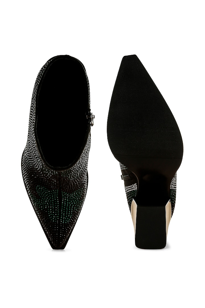Green Microfiber Rhinestone Embellished Boots by London Rag at Pernia's Pop Up Shop