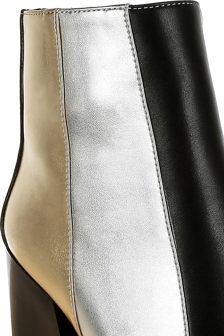 Multi-Colored Faux Leather Color-Blocked Metallic Boots by London Rag at Pernia's Pop Up Shop