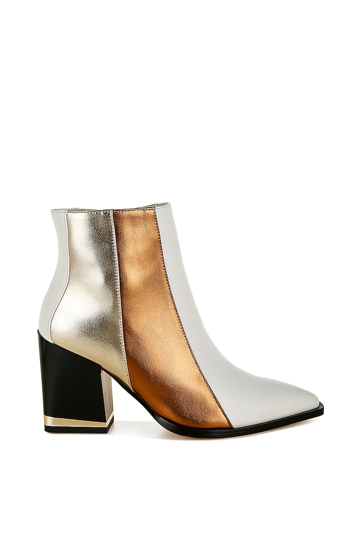 Multi-Colored Faux Leather Color-Blocked Metallic Boots by London Rag at Pernia's Pop Up Shop