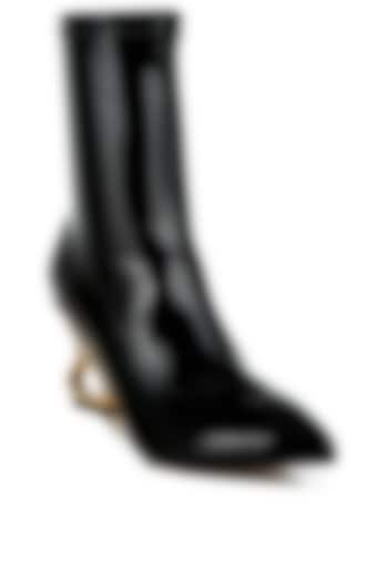 Metallic Black Patent Faux Leather Metallic Boots by London Rag at Pernia's Pop Up Shop