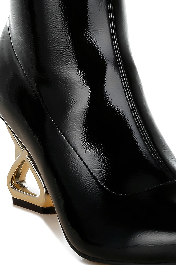 Metallic Black Patent Faux Leather Metallic Boots by London Rag at Pernia's Pop Up Shop