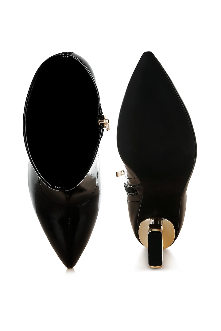 Metallic Black Patent Faux Leather Metallic Boots by London Rag at Pernia's Pop Up Shop
