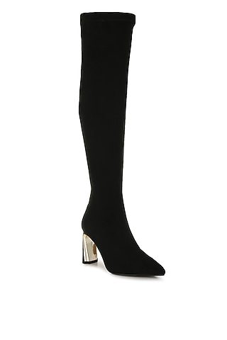 Black Microfiber Long Boots by London Rag
