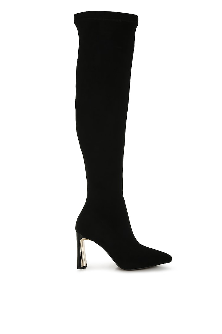 Black Microfiber Long Boots by London Rag at Pernia's Pop Up Shop