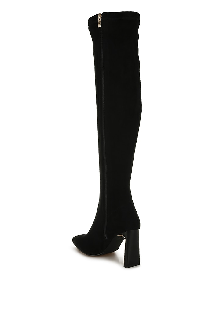Black Microfiber Long Boots by London Rag at Pernia's Pop Up Shop