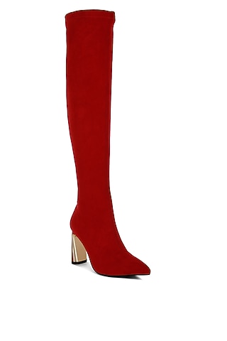 Red Microfiber Long Boots by London Rag