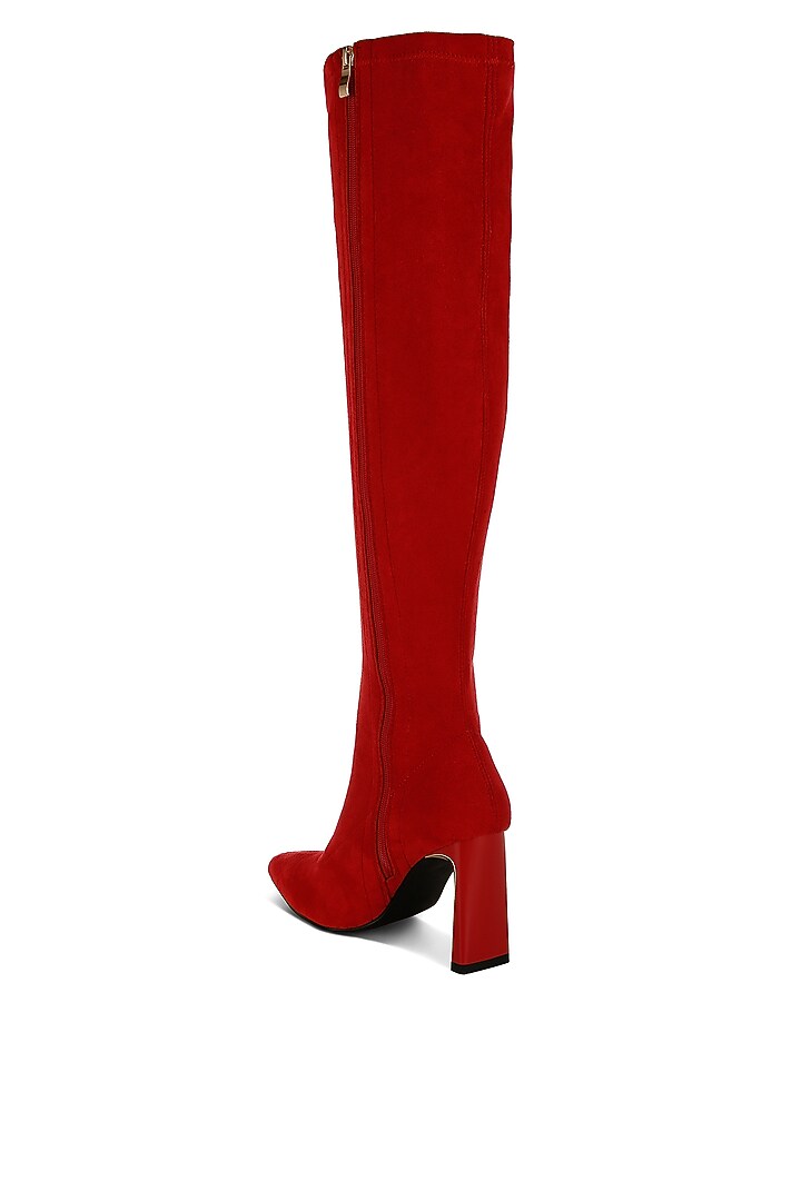 Red Microfiber Long Boots by London Rag at Pernia's Pop Up Shop