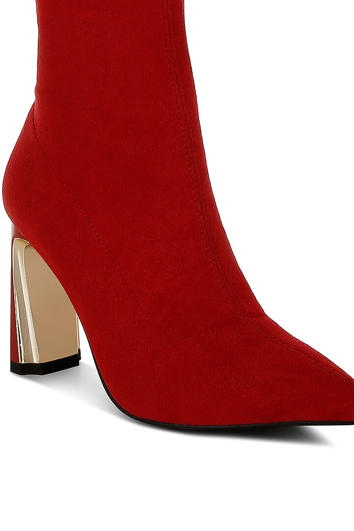 Red Microfiber Long Boots by London Rag at Pernia's Pop Up Shop