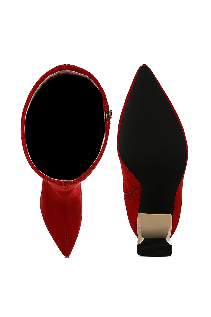 Red Microfiber Long Boots by London Rag at Pernia's Pop Up Shop