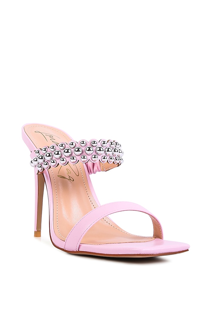 Pink PU Embellished Heels by London Rag