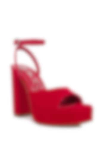 Red Satin Platform Block Heels by London Rag at Pernia's Pop Up Shop