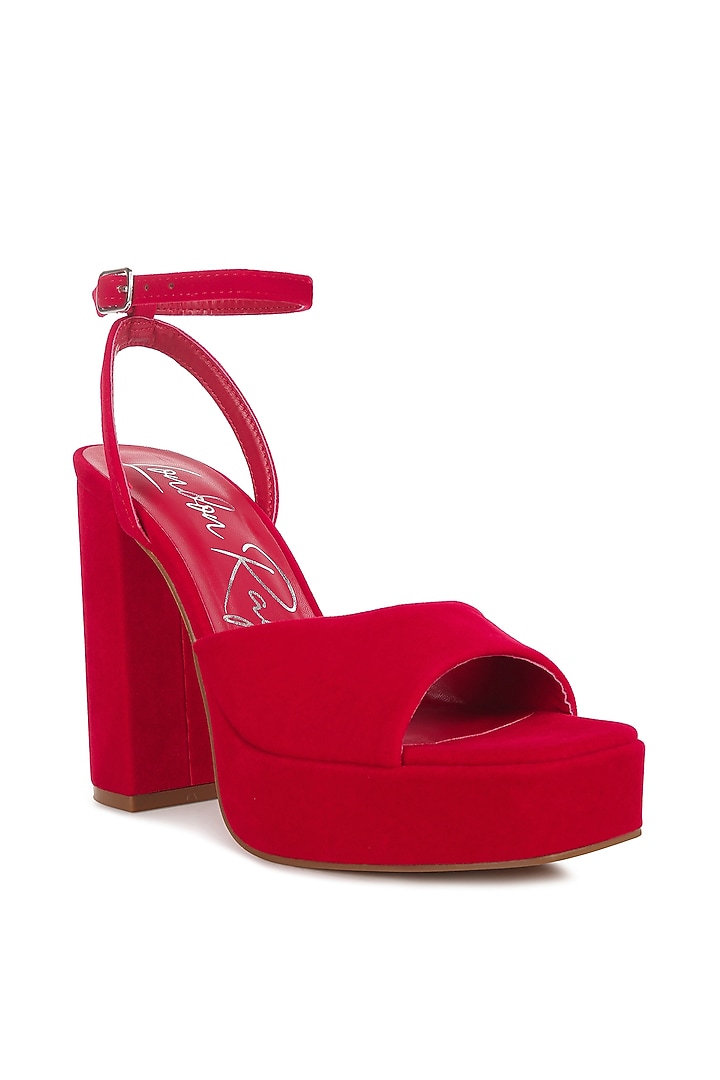Red Satin Platform Block Heels by London Rag at Pernia's Pop Up Shop