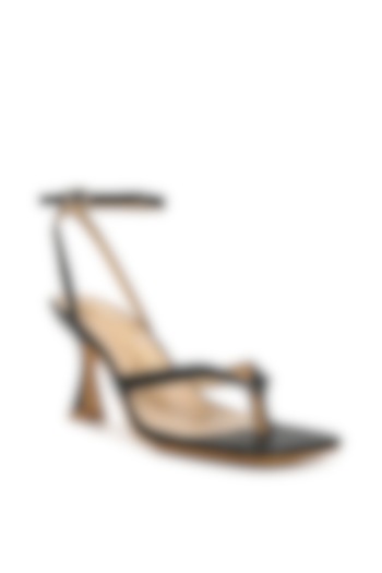 Black PU Thong Spool Heels by London Rag at Pernia's Pop Up Shop