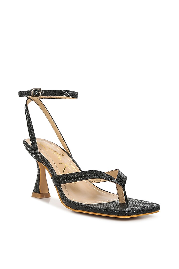 Black PU Thong Spool Heels by London Rag at Pernia's Pop Up Shop