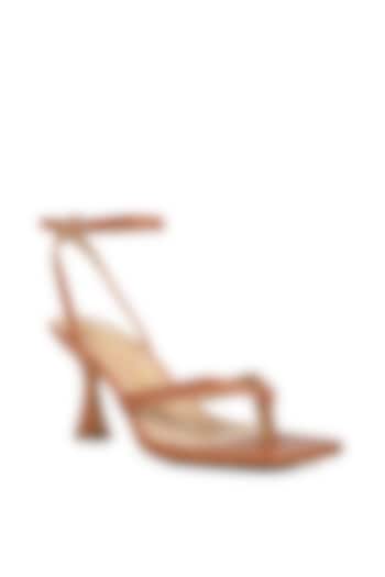 Brown PU Thong Spool Heels by London Rag at Pernia's Pop Up Shop