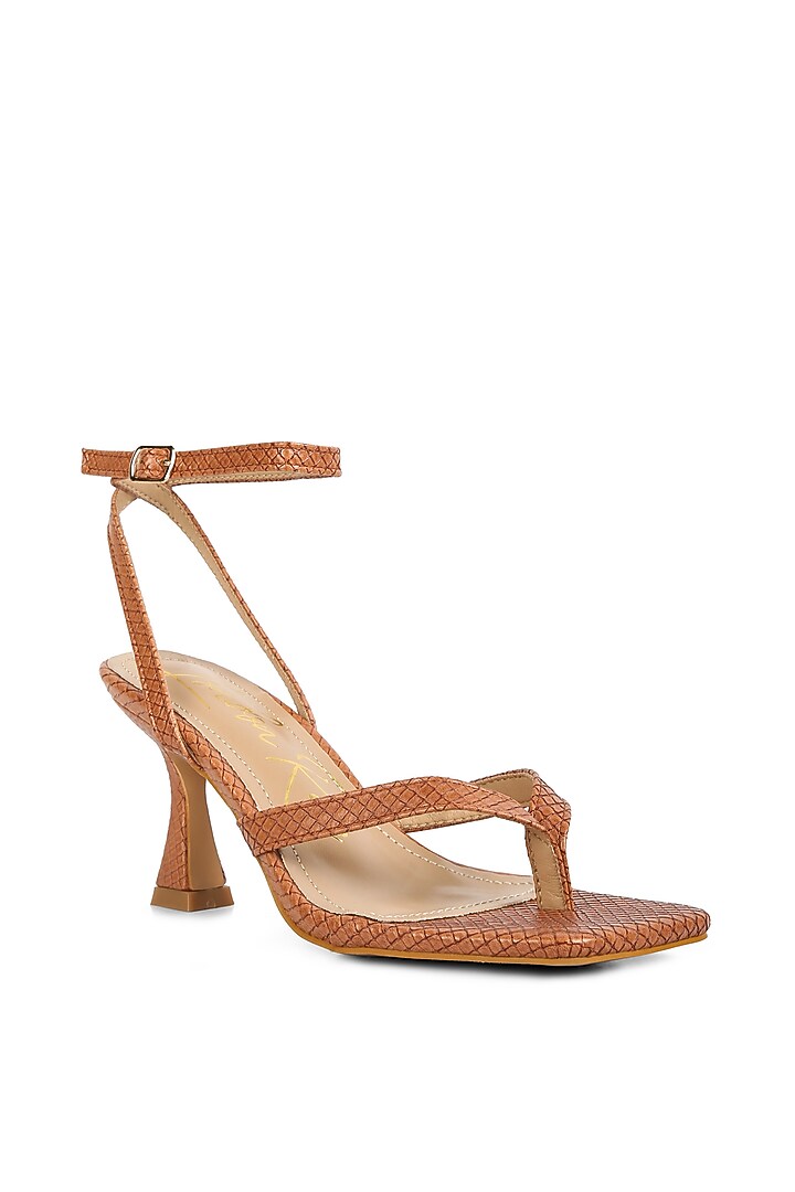 Brown PU Thong Spool Heels by London Rag at Pernia's Pop Up Shop
