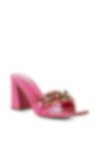 Pink Patent PU Block Heels by London Rag