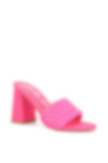 Pink Satin Textured Heels by London Rag