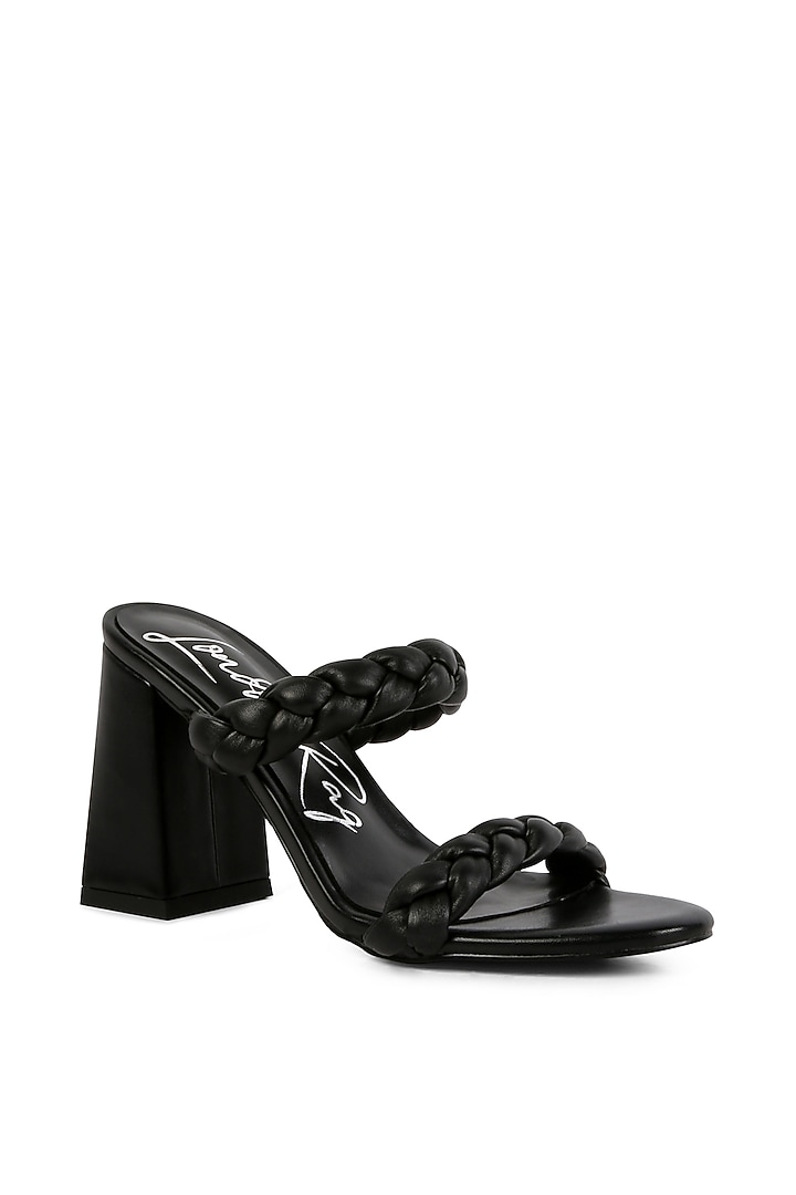 Black PU Braided Heels by London Rag at Pernia's Pop Up Shop