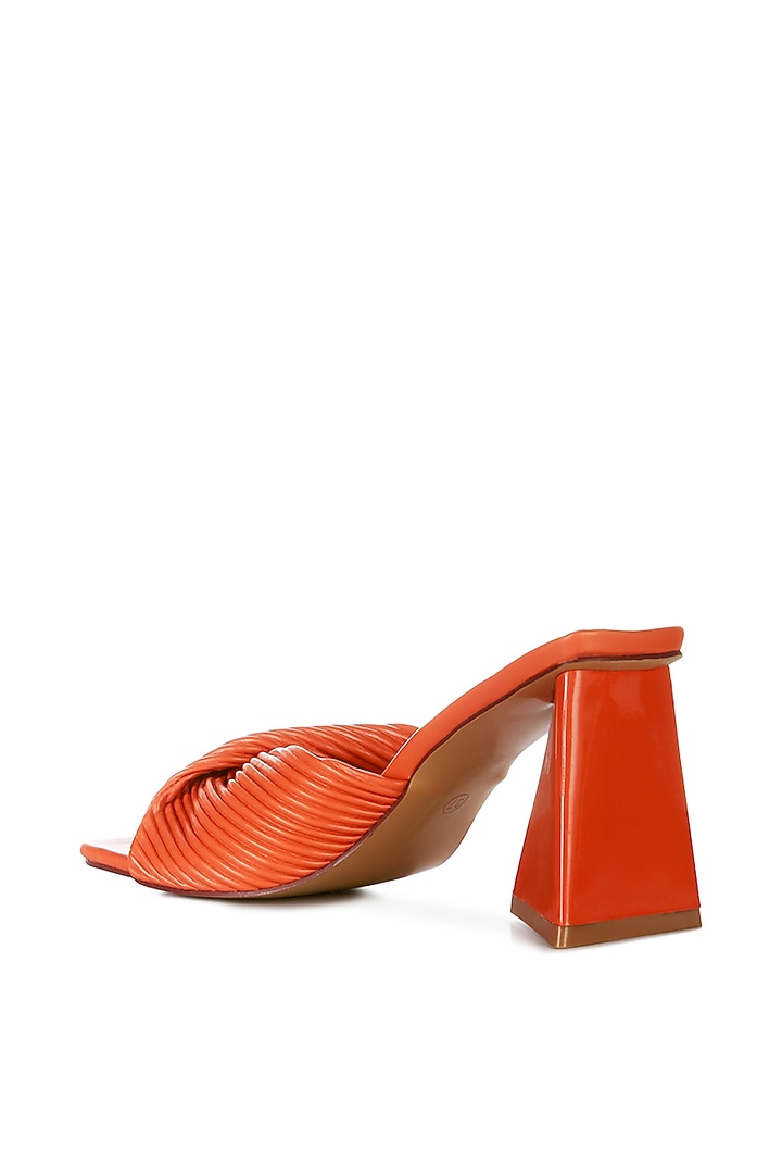 Orange Synthetic Pleated Strap Block Heels by London Rag at Pernia's Pop Up Shop