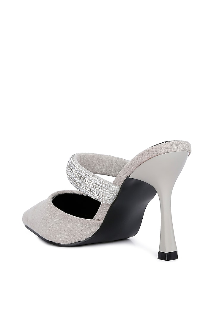 Grey Velvet Embellished Stiletto Heels by London Rag at Pernia's Pop Up Shop