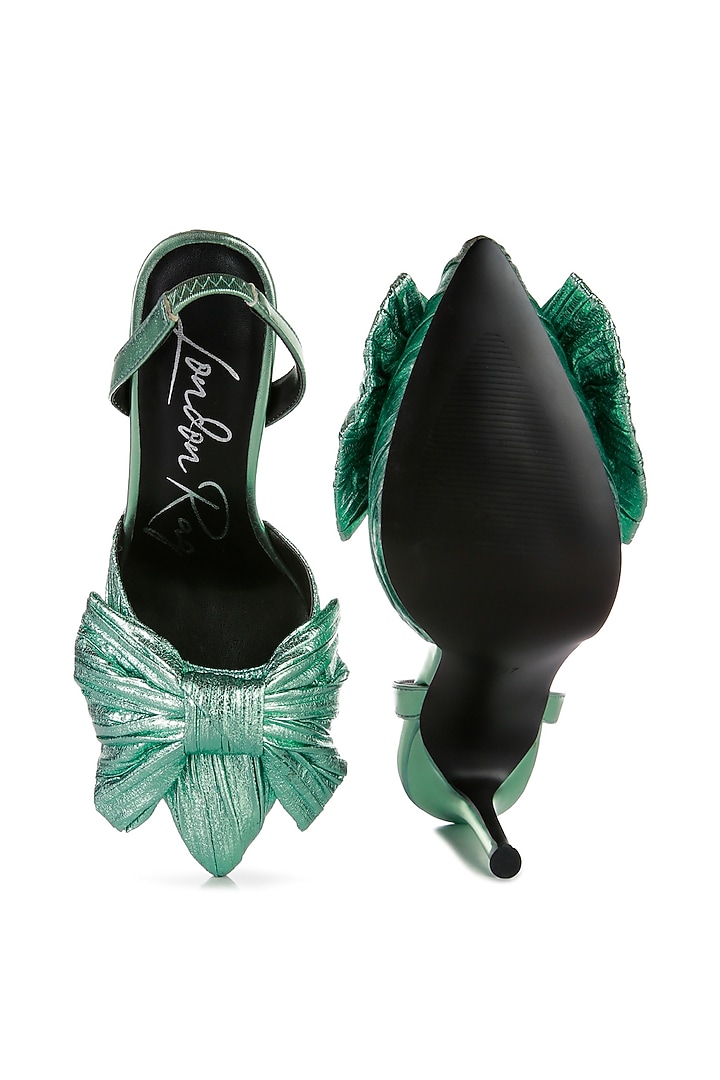 Jade Green PU Slingback Pointed Heels by London Rag at Pernia's Pop Up Shop