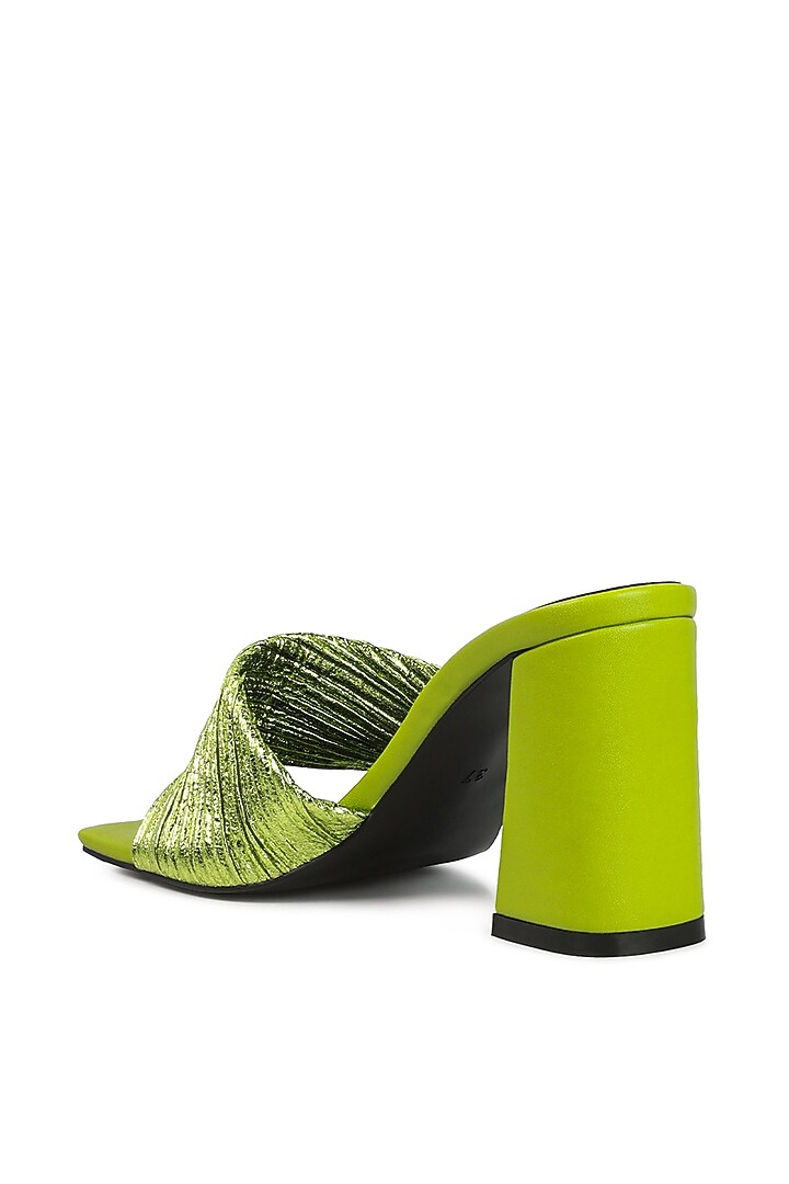 Green PU Crinkled Block Heels by London Rag at Pernia's Pop Up Shop
