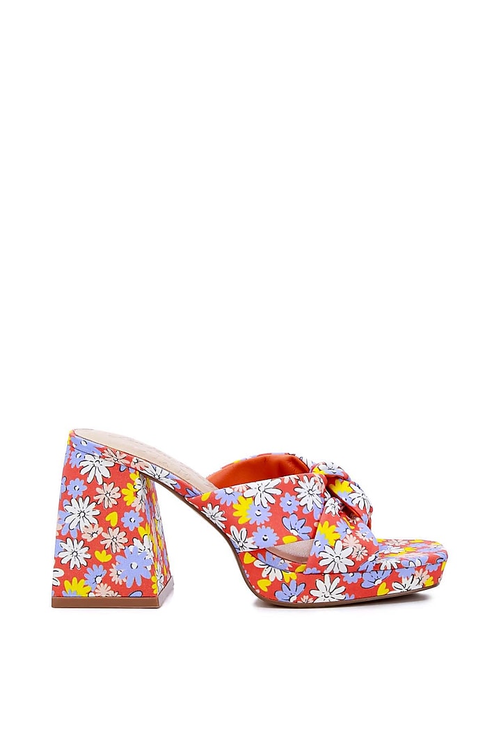 Red Floral Polyester Floral Printed Heels by London Rag at Pernia's Pop Up Shop