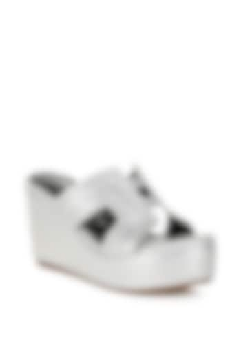 Silver Shimmer Fabric Embellished Wedges by London Rag at Pernia's Pop Up Shop