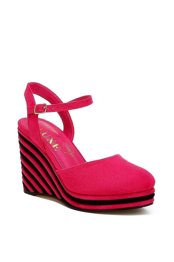 Pink Microfiber Wedges by London Rag at Pernia's Pop Up Shop