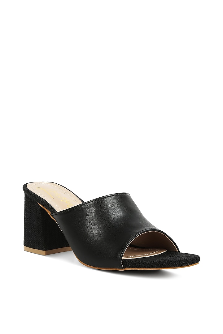 Black PU Slip-On Sandals by London Rag at Pernia's Pop Up Shop
