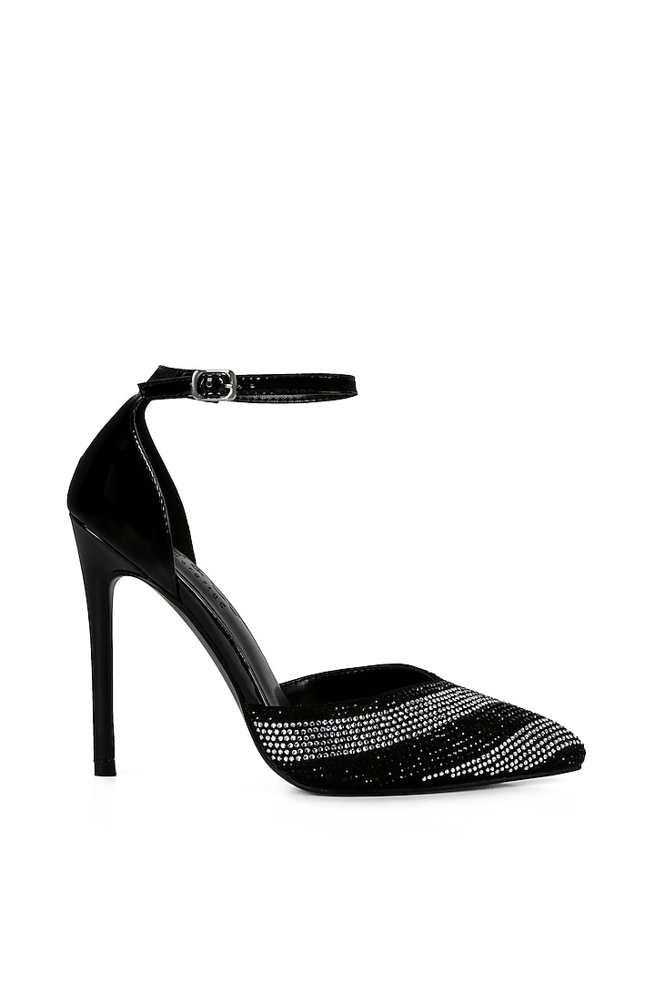 Black Patent PU Diamante Embellished Heels by London Rag at Pernia's Pop Up Shop
