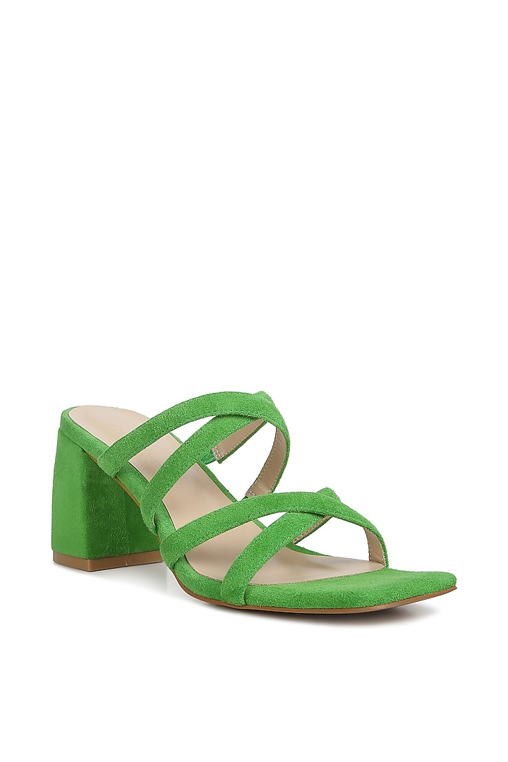 Green Suede Block Heels by London Rag at Pernia's Pop Up Shop