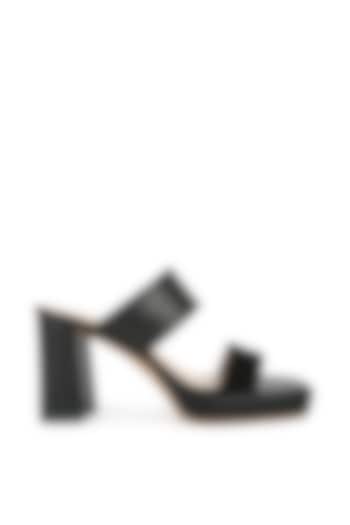 Black Genuine Suede & Leather Platform Heels by London Rag at Pernia's Pop Up Shop