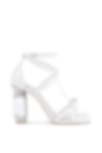 White PU Embellished Bow Heels by London Rag