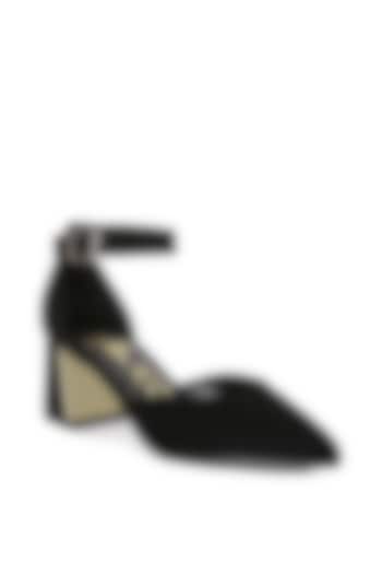 Black Microfiber Pump Block Heels by London Rag at Pernia's Pop Up Shop