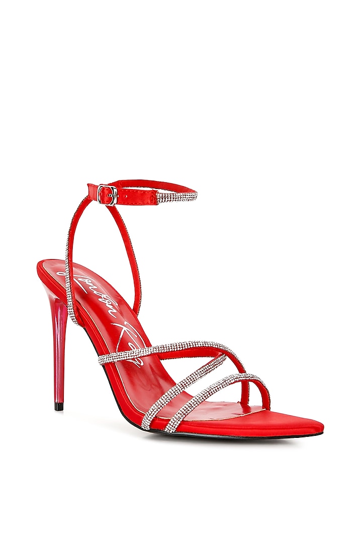 Red Synthetic Embellished Stiletto Heels Design by London Rag at Pernia ...