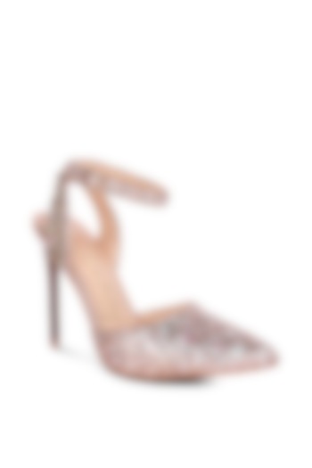 Rose Gold PU Embellished Glitter Heels by London Rag