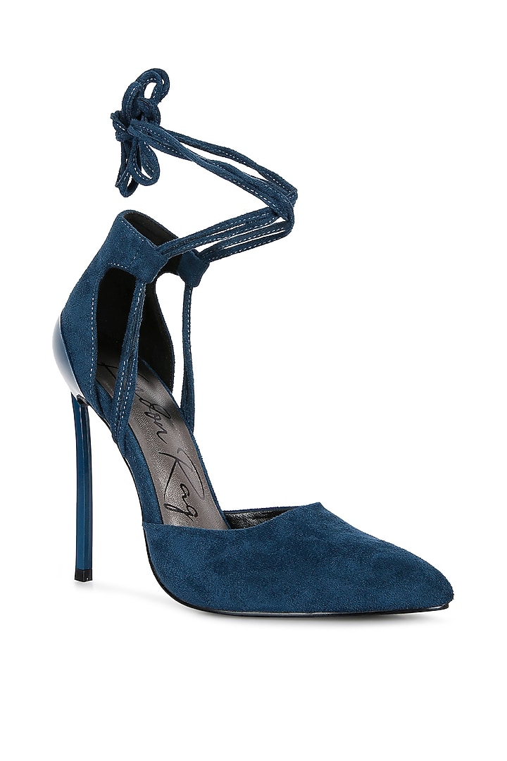Blue Microfiber Stiletto Heels by London Rag at Pernia's Pop Up Shop