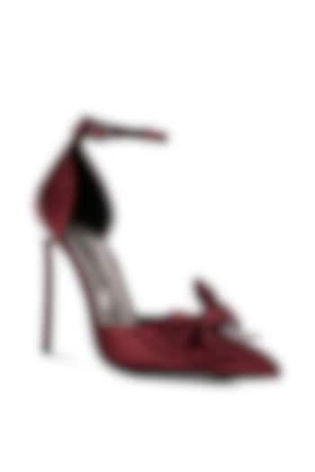 Burgundy Satin Stiletto Heels by London Rag at Pernia's Pop Up Shop